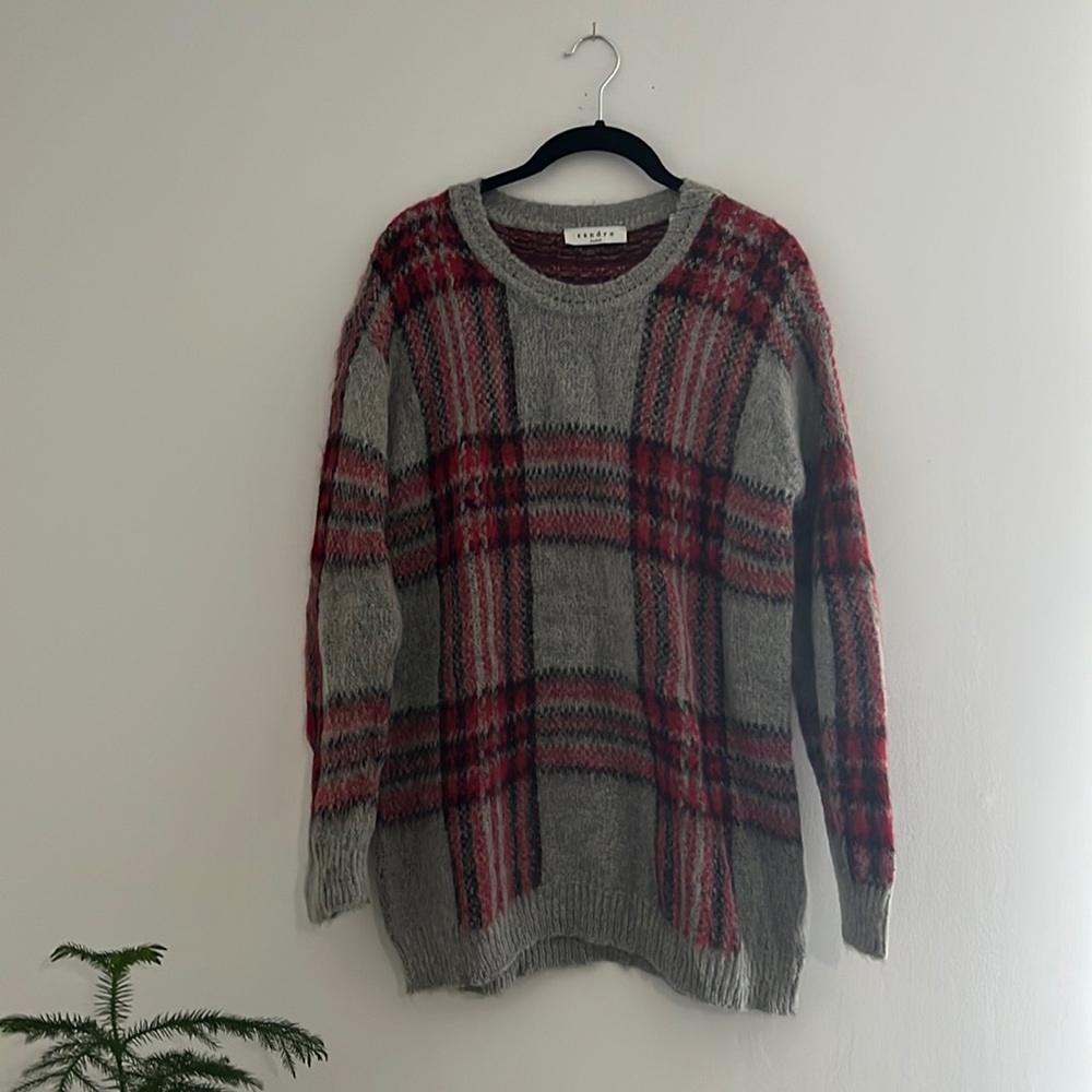 Sandro size small plaid sweater